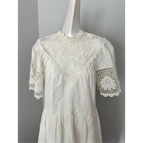 ULLA JOHNSON  Lace-Embellished Short-Sleeve Dress - Picture 5 of 12